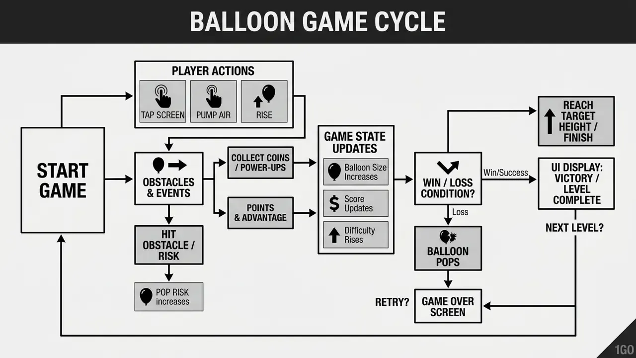 balloon game cycle mechanics.